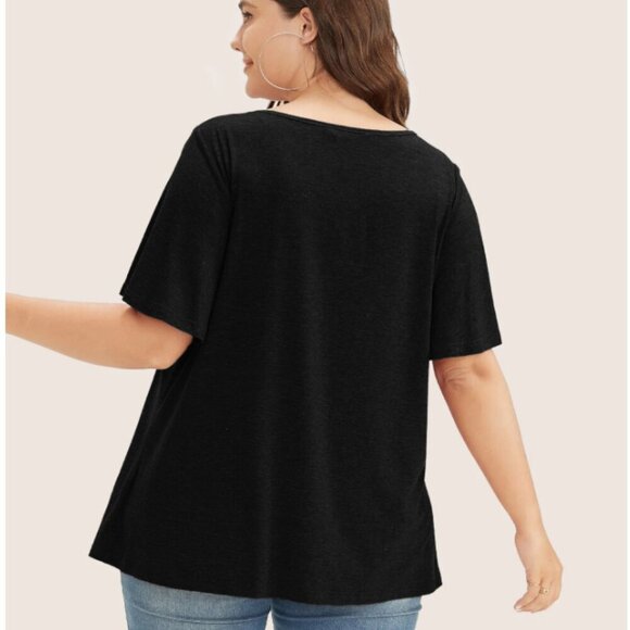 BloomChic Plus Size Ruffle Sleeve Keyhole T-shirt - Picture 3 of 5